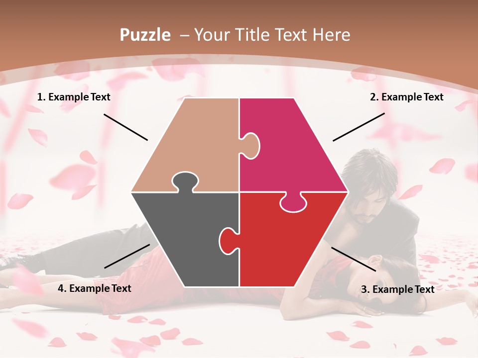 A Man And Woman Laying On A Bed Of Petals PowerPoint Template