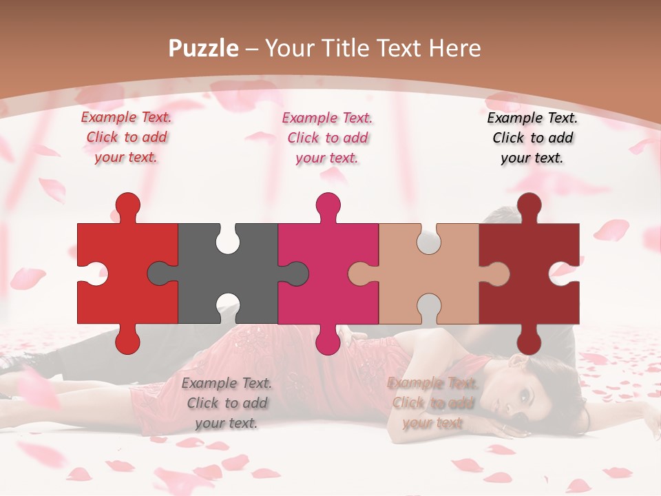 A Man And Woman Laying On A Bed Of Petals PowerPoint Template