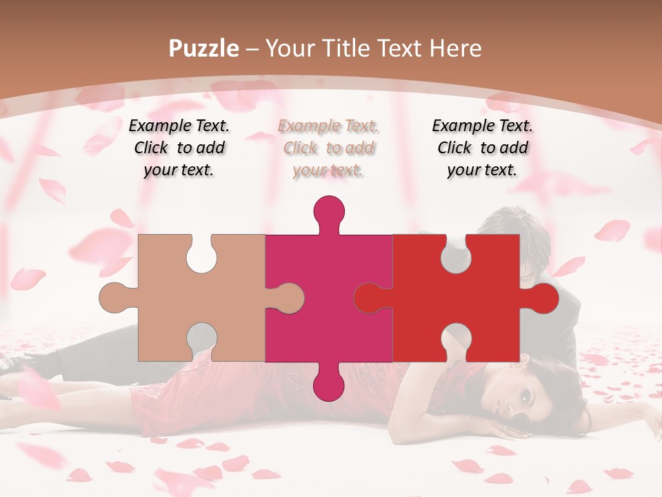 A Man And Woman Laying On A Bed Of Petals PowerPoint Template