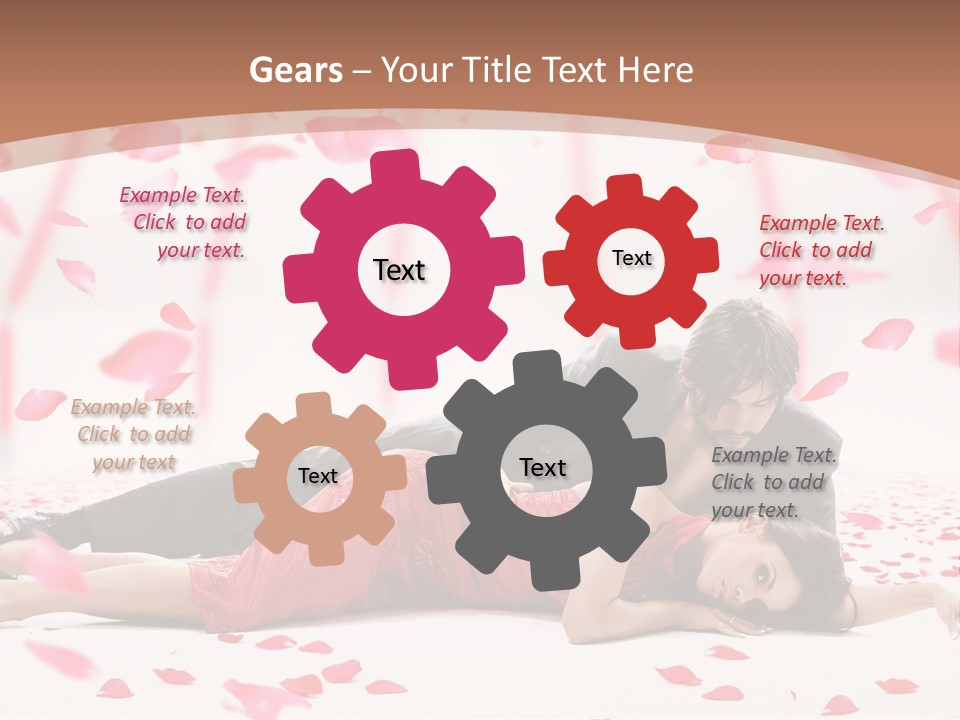 A Man And Woman Laying On A Bed Of Petals PowerPoint Template