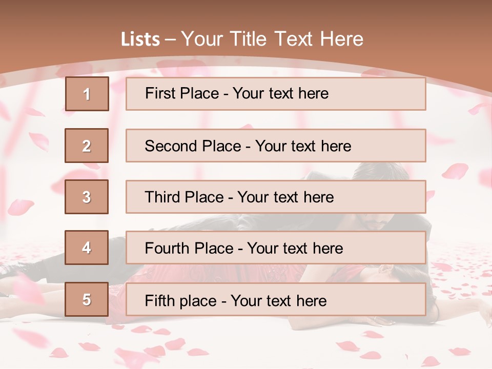 A Man And Woman Laying On A Bed Of Petals PowerPoint Template