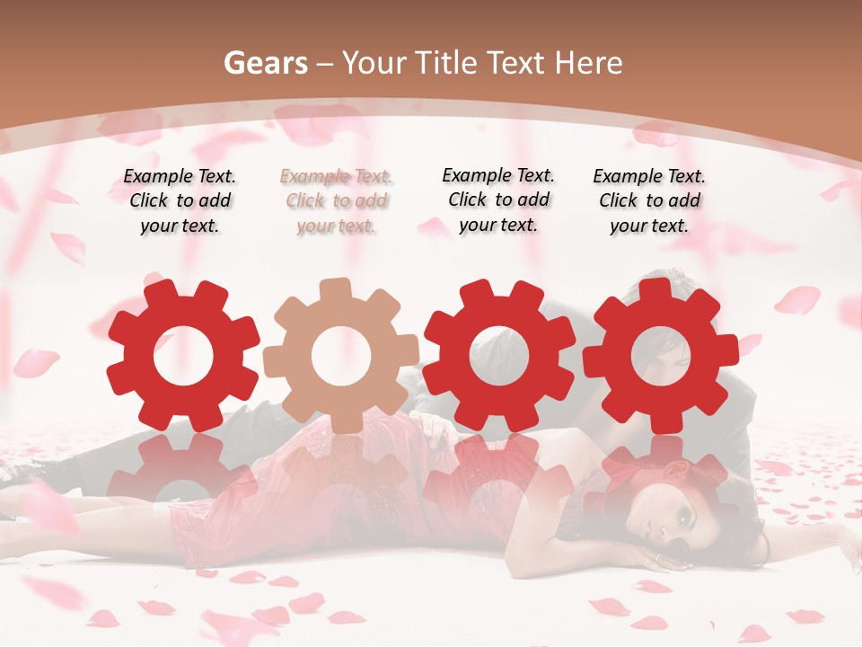 A Man And Woman Laying On A Bed Of Petals PowerPoint Template