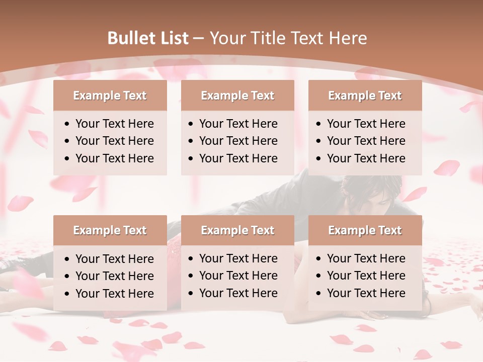 A Man And Woman Laying On A Bed Of Petals PowerPoint Template