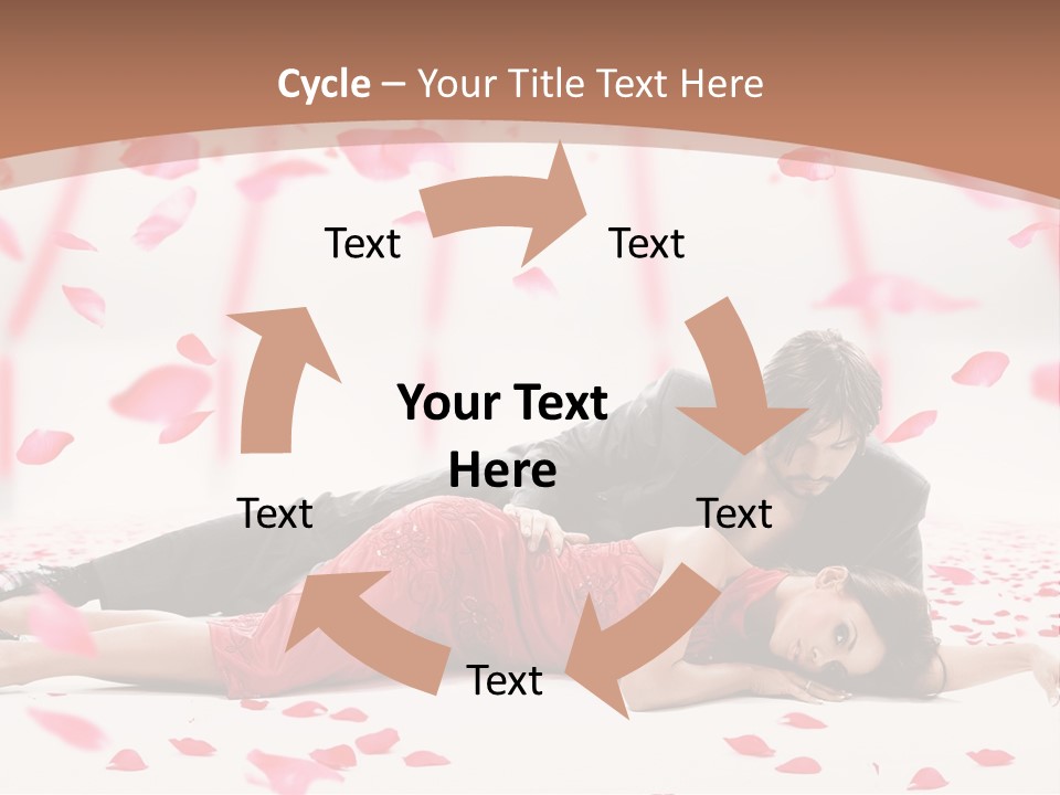 A Man And Woman Laying On A Bed Of Petals PowerPoint Template