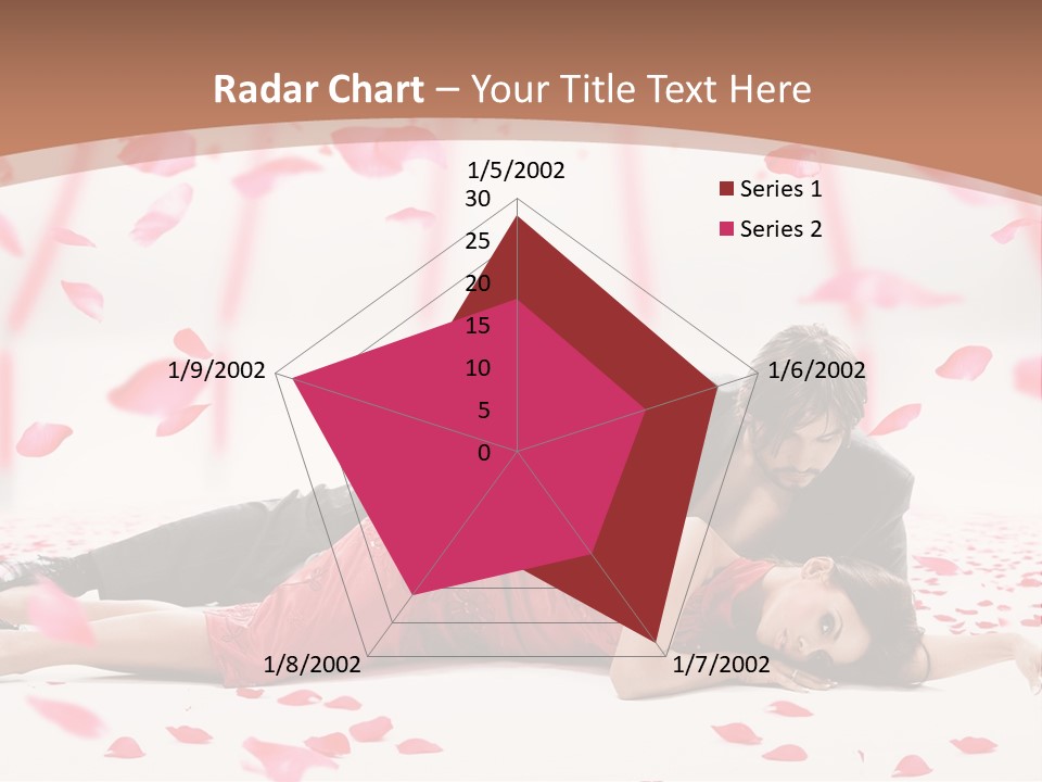 A Man And Woman Laying On A Bed Of Petals PowerPoint Template