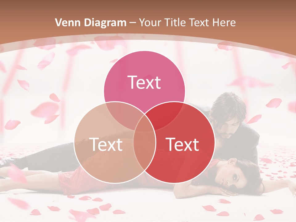 A Man And Woman Laying On A Bed Of Petals PowerPoint Template