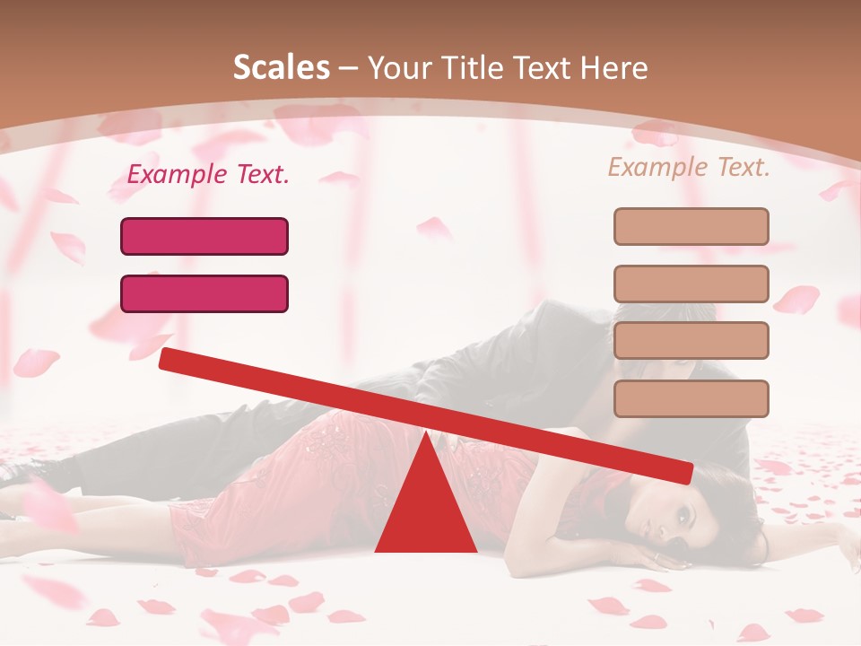 A Man And Woman Laying On A Bed Of Petals PowerPoint Template