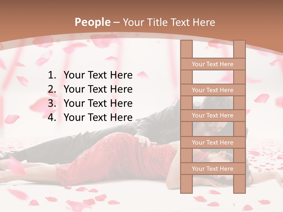A Man And Woman Laying On A Bed Of Petals PowerPoint Template