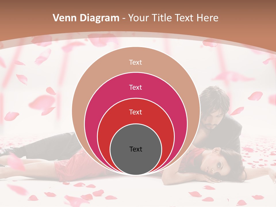 A Man And Woman Laying On A Bed Of Petals PowerPoint Template