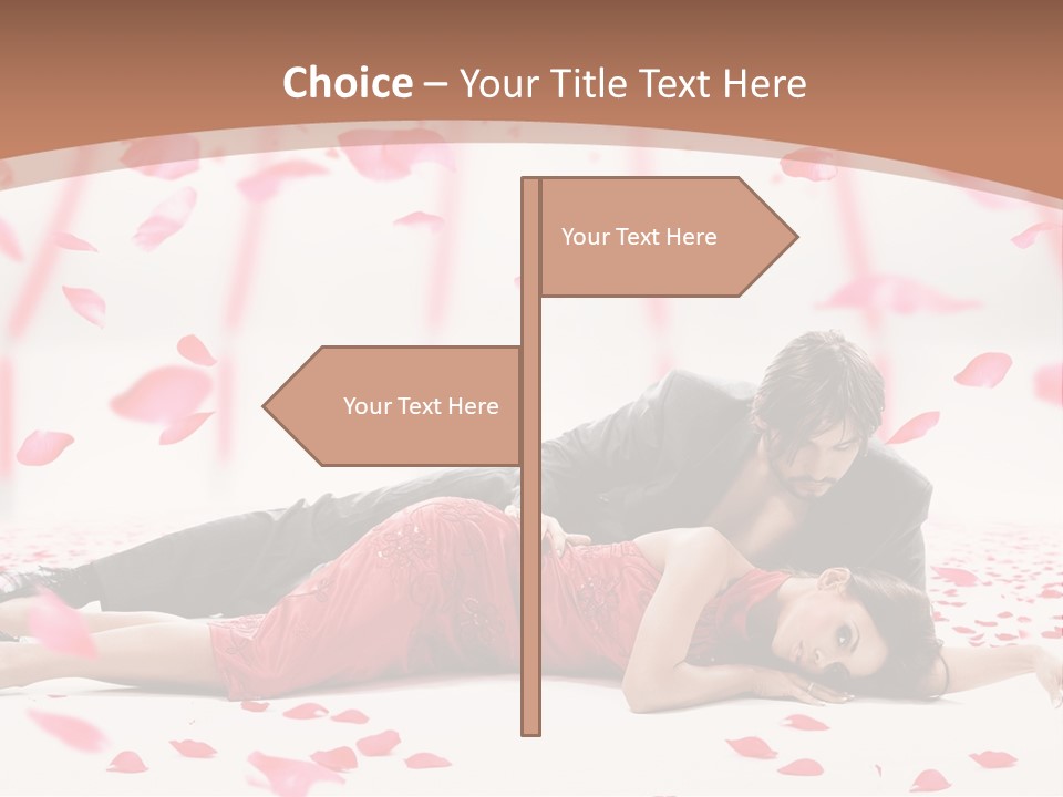 A Man And Woman Laying On A Bed Of Petals PowerPoint Template