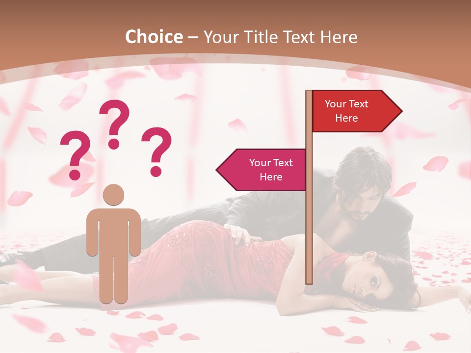 A Man And Woman Laying On A Bed Of Petals PowerPoint Template