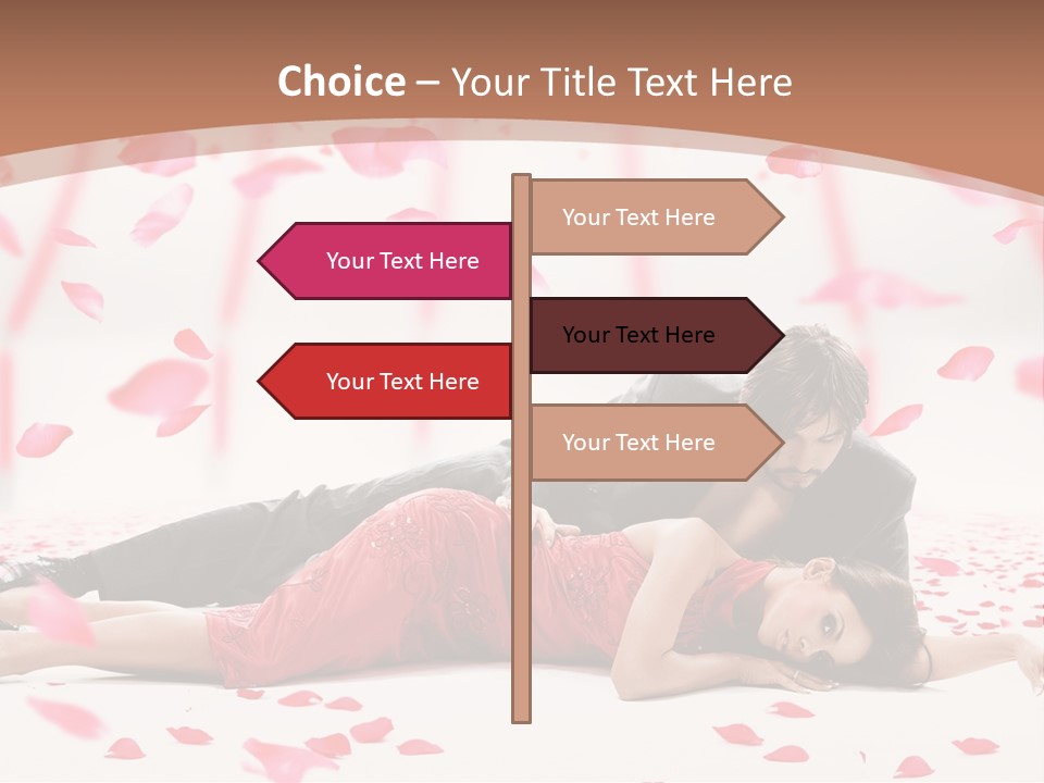 A Man And Woman Laying On A Bed Of Petals PowerPoint Template