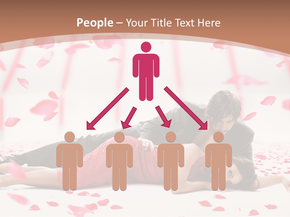 A Man And Woman Laying On A Bed Of Petals PowerPoint Template