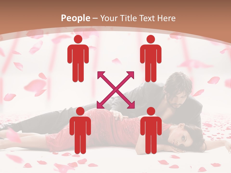 A Man And Woman Laying On A Bed Of Petals PowerPoint Template