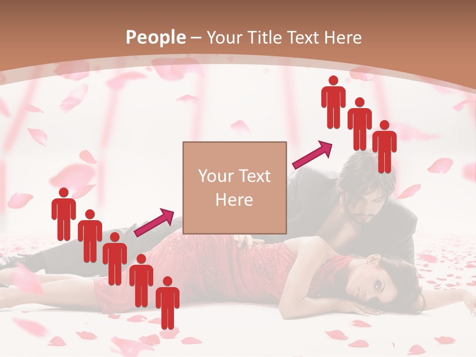 A Man And Woman Laying On A Bed Of Petals PowerPoint Template