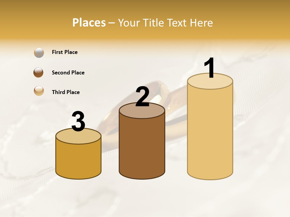 Two Gold Wedding Rings On A White Background PowerPoint Template