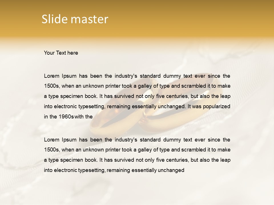 Two Gold Wedding Rings On A White Background PowerPoint Template