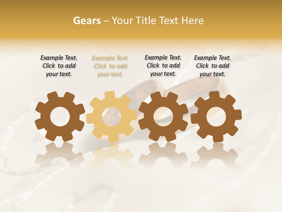 Two Gold Wedding Rings On A White Background PowerPoint Template