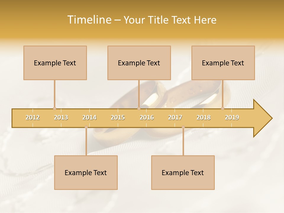 Two Gold Wedding Rings On A White Background PowerPoint Template