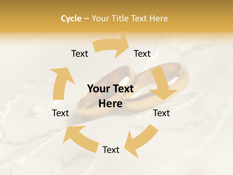 Two Gold Wedding Rings On A White Background PowerPoint Template