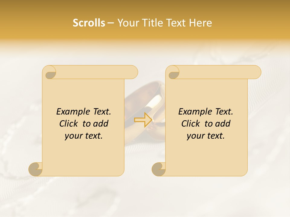 Two Gold Wedding Rings On A White Background PowerPoint Template