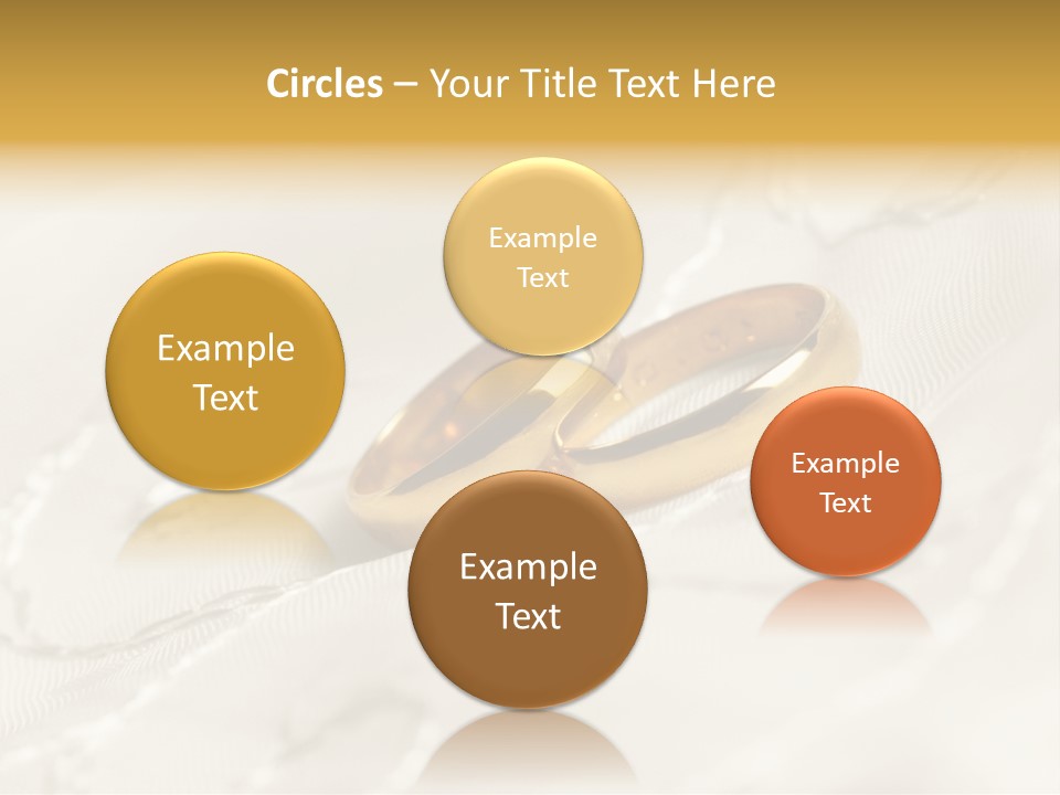 Two Gold Wedding Rings On A White Background PowerPoint Template