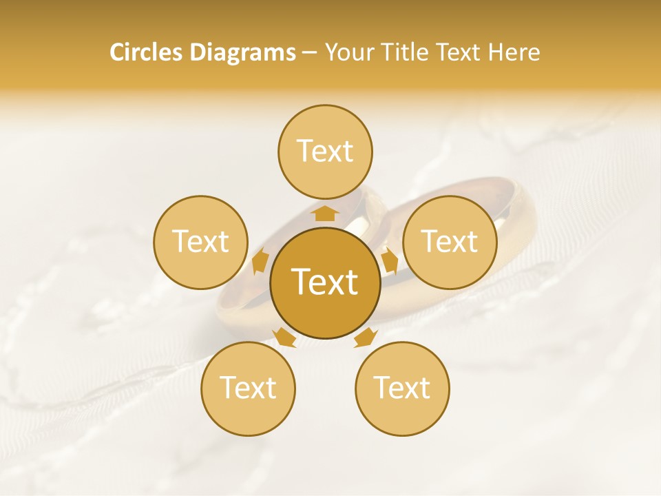 Two Gold Wedding Rings On A White Background PowerPoint Template