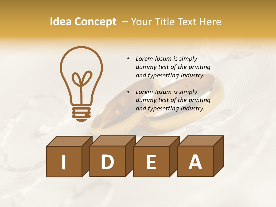 Two Gold Wedding Rings On A White Background PowerPoint Template