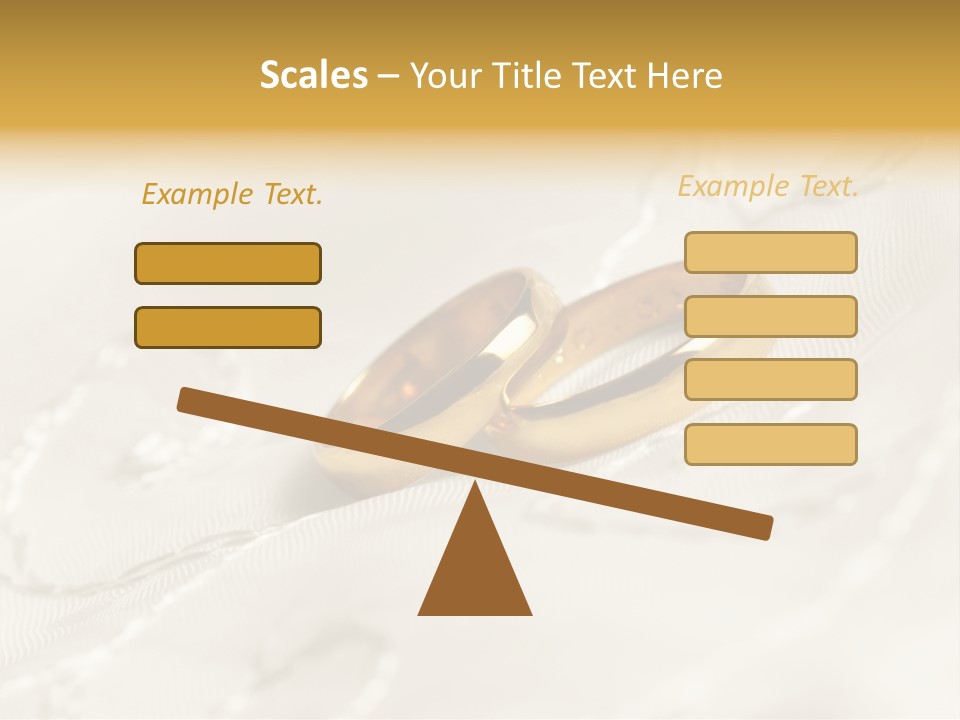 Two Gold Wedding Rings On A White Background PowerPoint Template