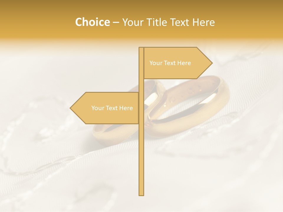 Two Gold Wedding Rings On A White Background PowerPoint Template