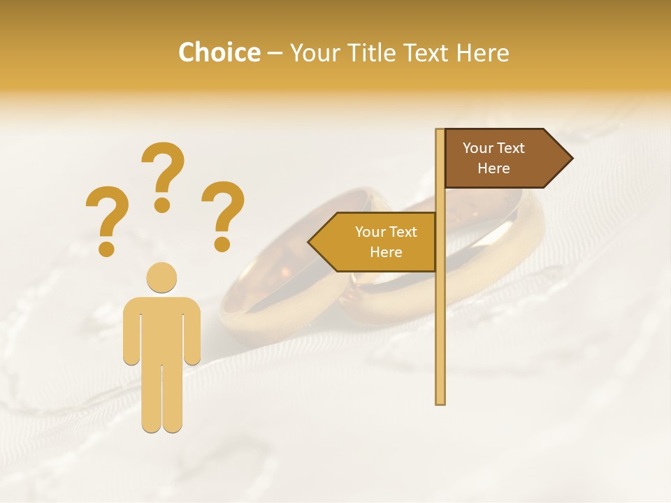 Two Gold Wedding Rings On A White Background PowerPoint Template