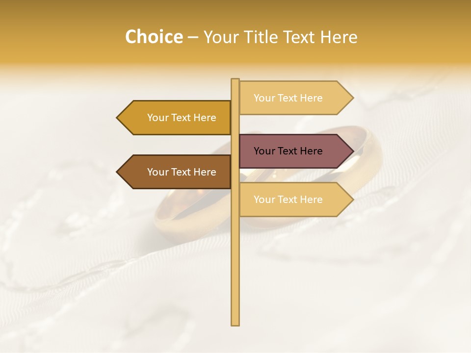 Two Gold Wedding Rings On A White Background PowerPoint Template