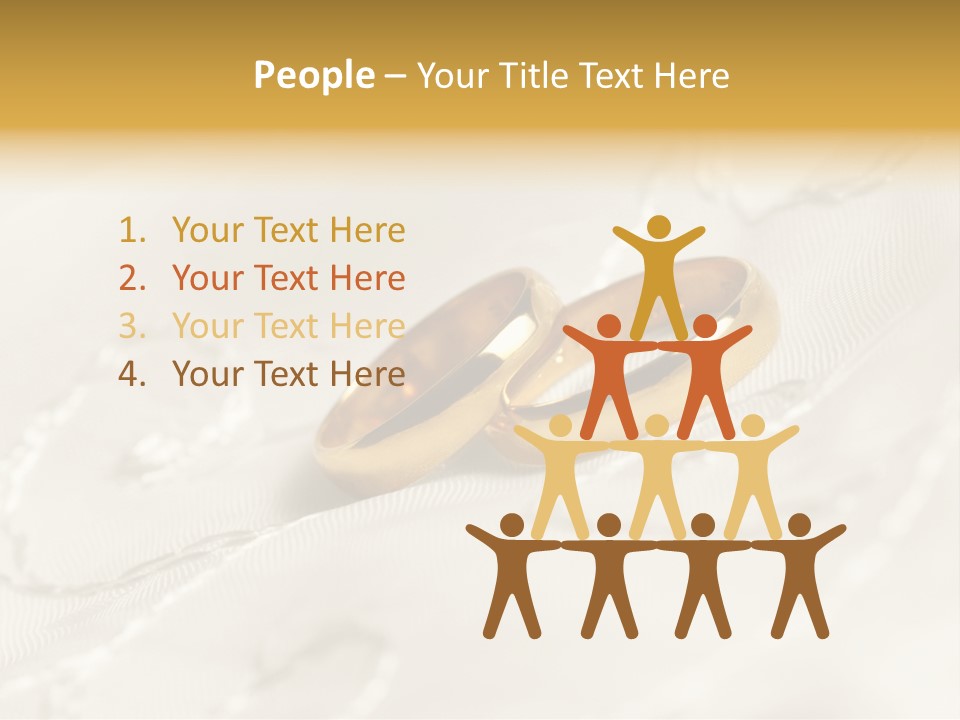 Two Gold Wedding Rings On A White Background PowerPoint Template