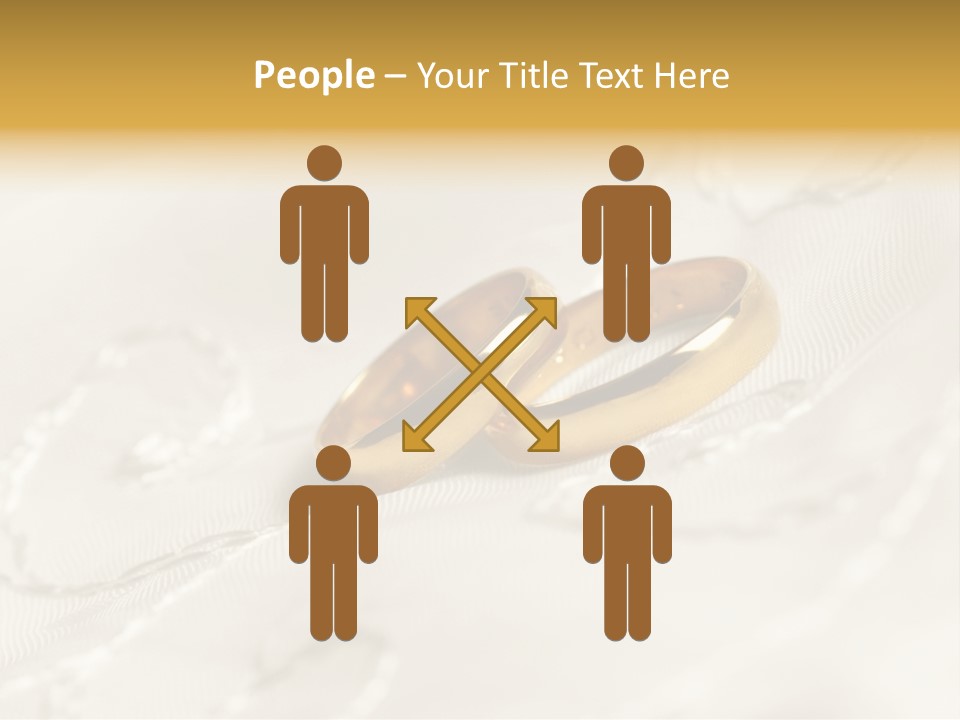 Two Gold Wedding Rings On A White Background PowerPoint Template