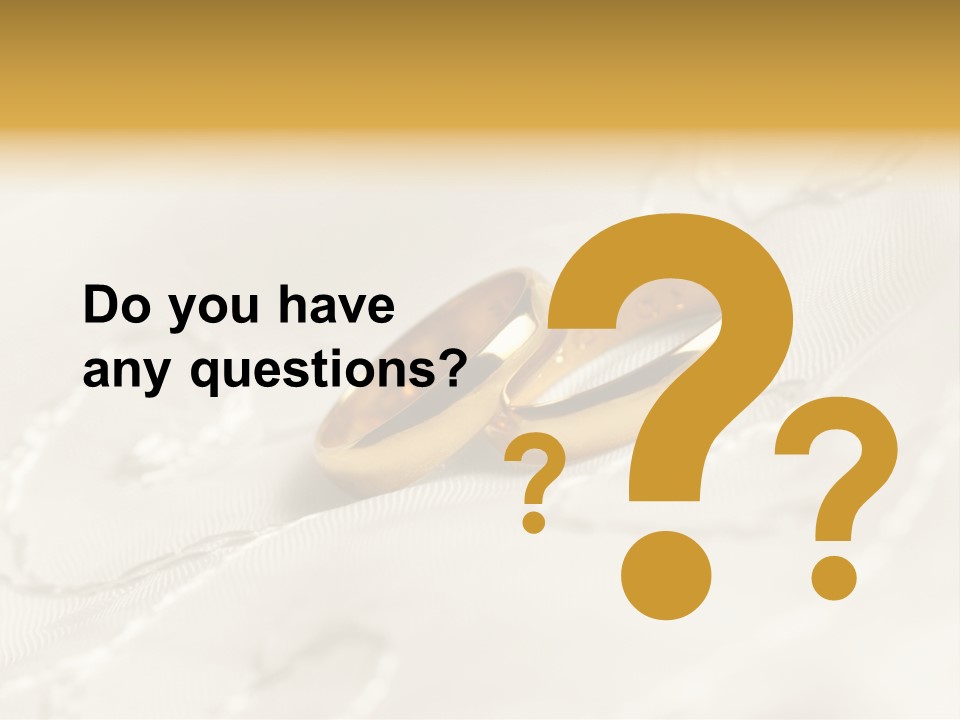 Two Gold Wedding Rings On A White Background PowerPoint Template