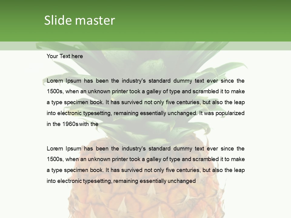 A Pineapple On A White And Green Background PowerPoint Template