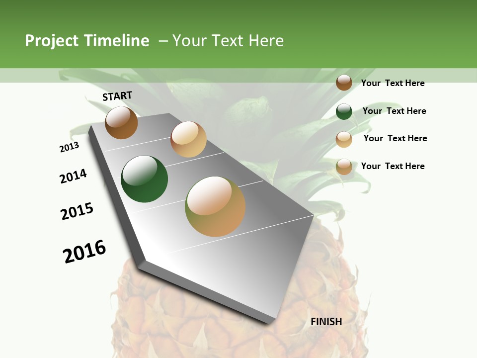 A Pineapple On A White And Green Background PowerPoint Template