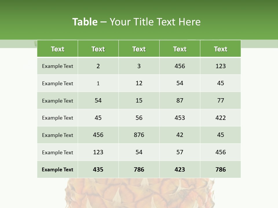 A Pineapple On A White And Green Background PowerPoint Template
