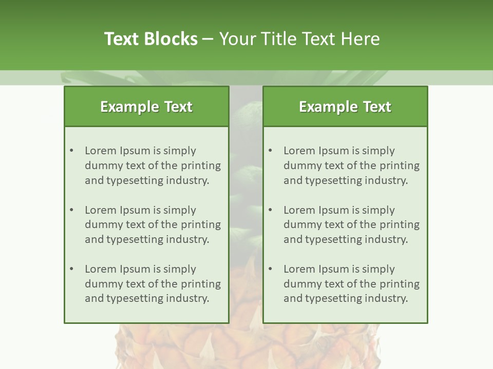 A Pineapple On A White And Green Background PowerPoint Template