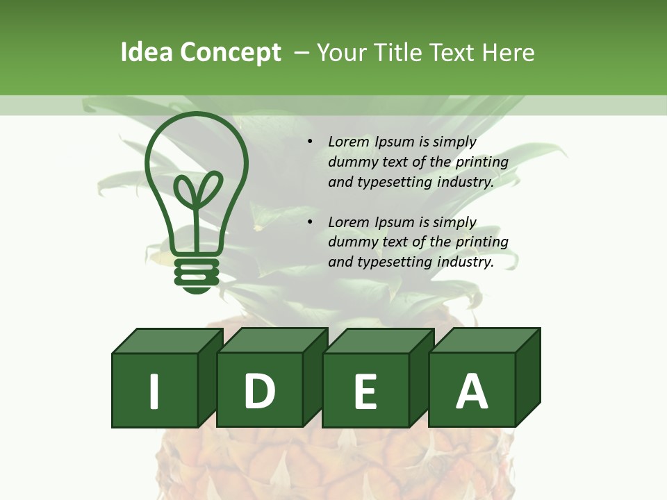 A Pineapple On A White And Green Background PowerPoint Template