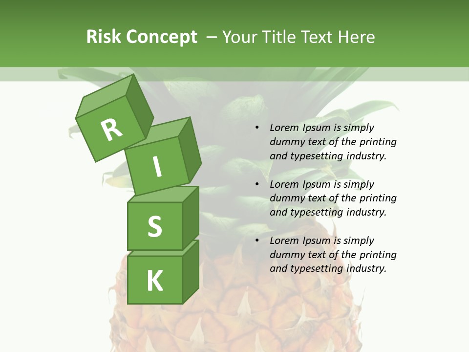 A Pineapple On A White And Green Background PowerPoint Template