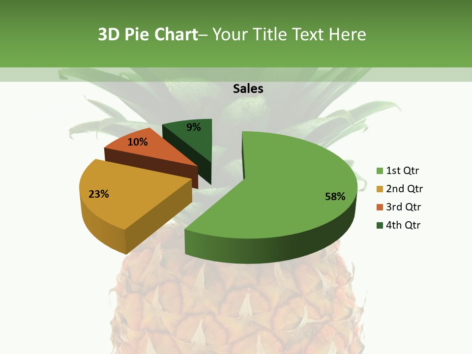 A Pineapple On A White And Green Background PowerPoint Template