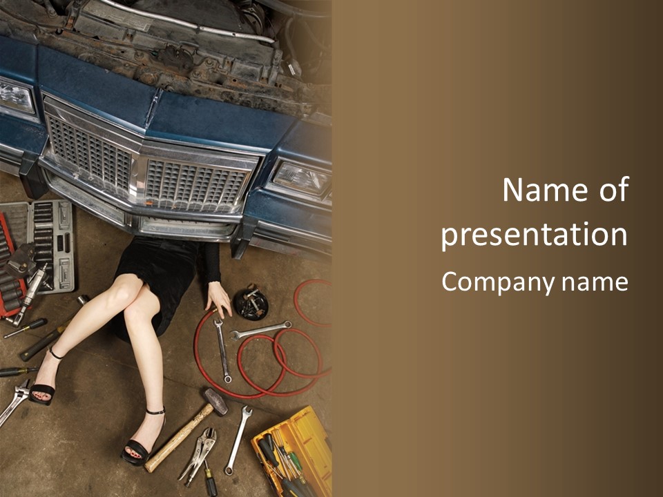 Highheels Mechanical Worker PowerPoint Template