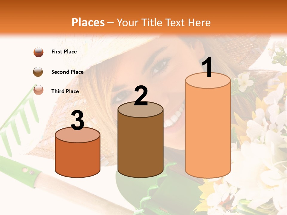 A Woman In A Straw Hat Holding A Bouquet Of Flowers PowerPoint Template