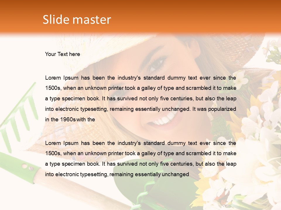 A Woman In A Straw Hat Holding A Bouquet Of Flowers PowerPoint Template