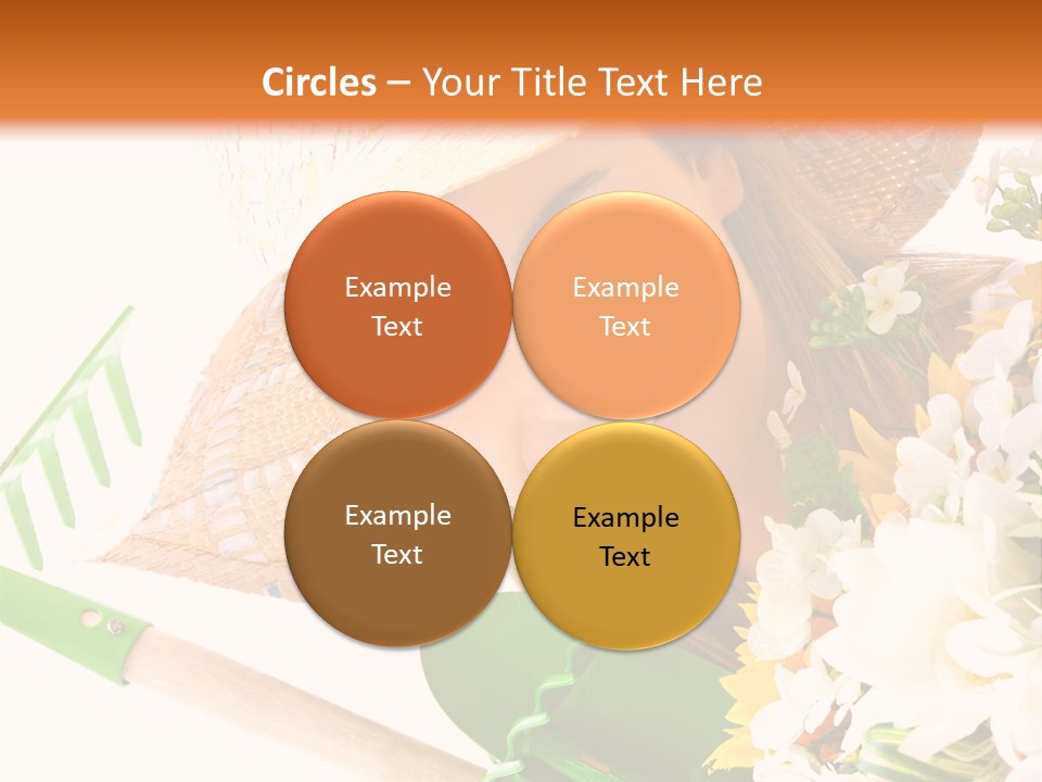 A Woman In A Straw Hat Holding A Bouquet Of Flowers PowerPoint Template