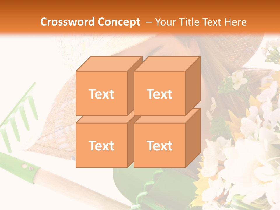 A Woman In A Straw Hat Holding A Bouquet Of Flowers PowerPoint Template