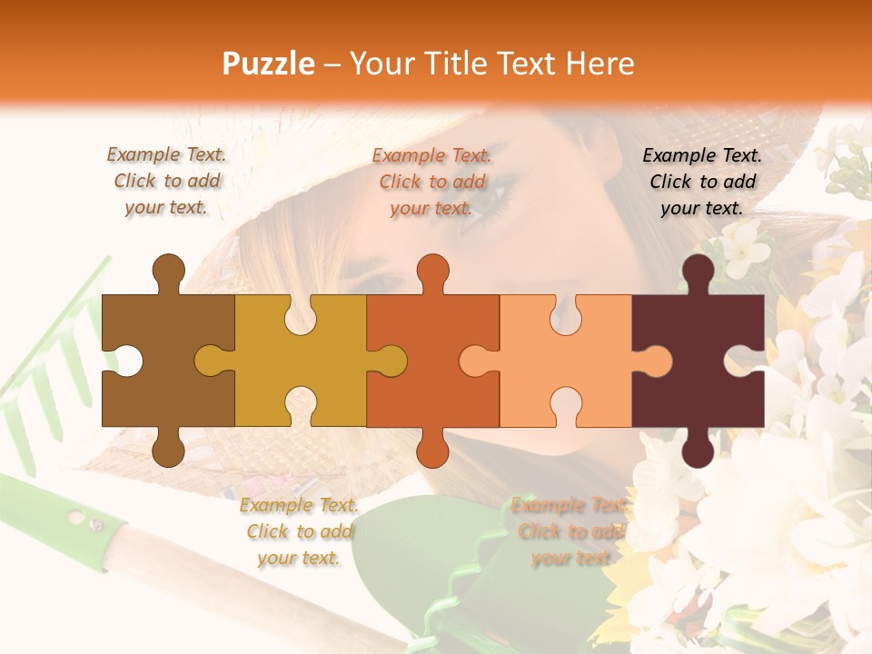 A Woman In A Straw Hat Holding A Bouquet Of Flowers PowerPoint Template