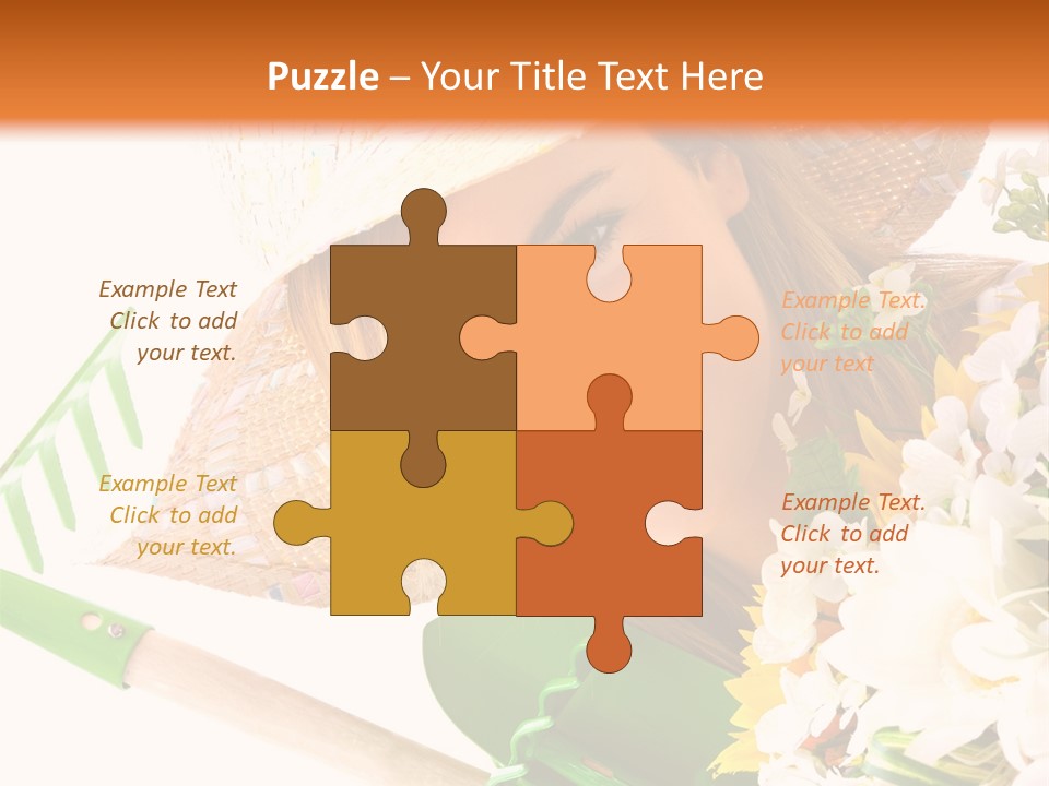 A Woman In A Straw Hat Holding A Bouquet Of Flowers PowerPoint Template