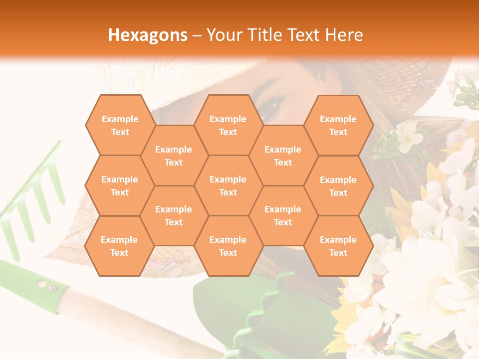 A Woman In A Straw Hat Holding A Bouquet Of Flowers PowerPoint Template